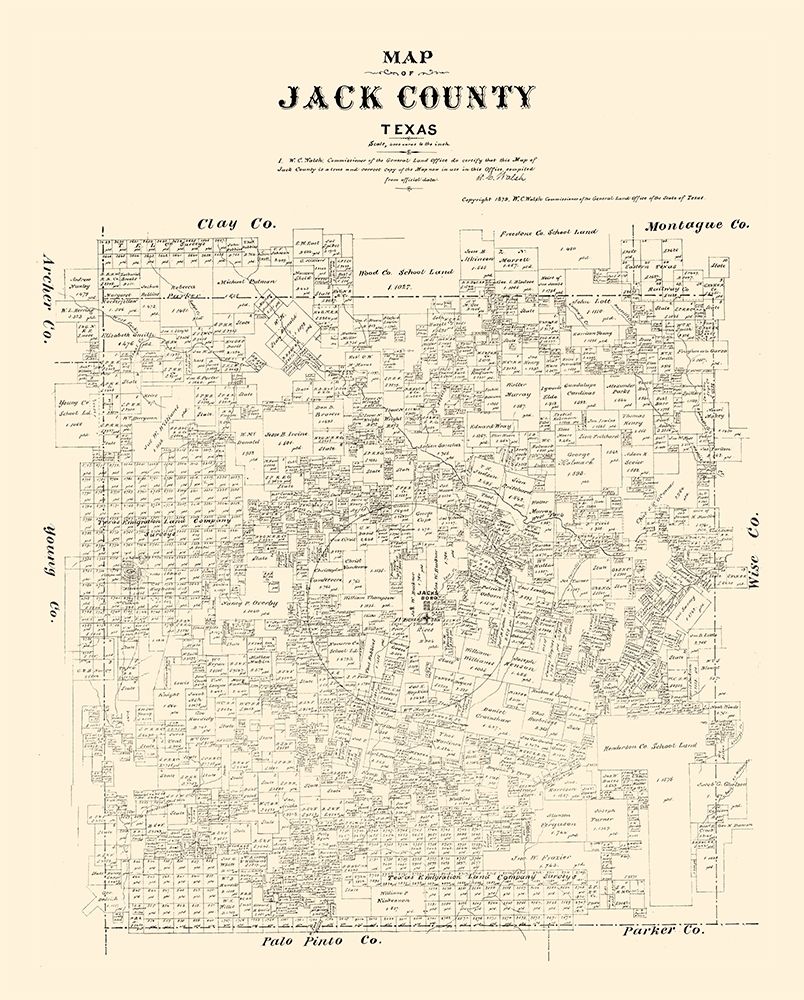 Jack County Texas - Walsh 1879 art print by Walsh for $57.95 CAD