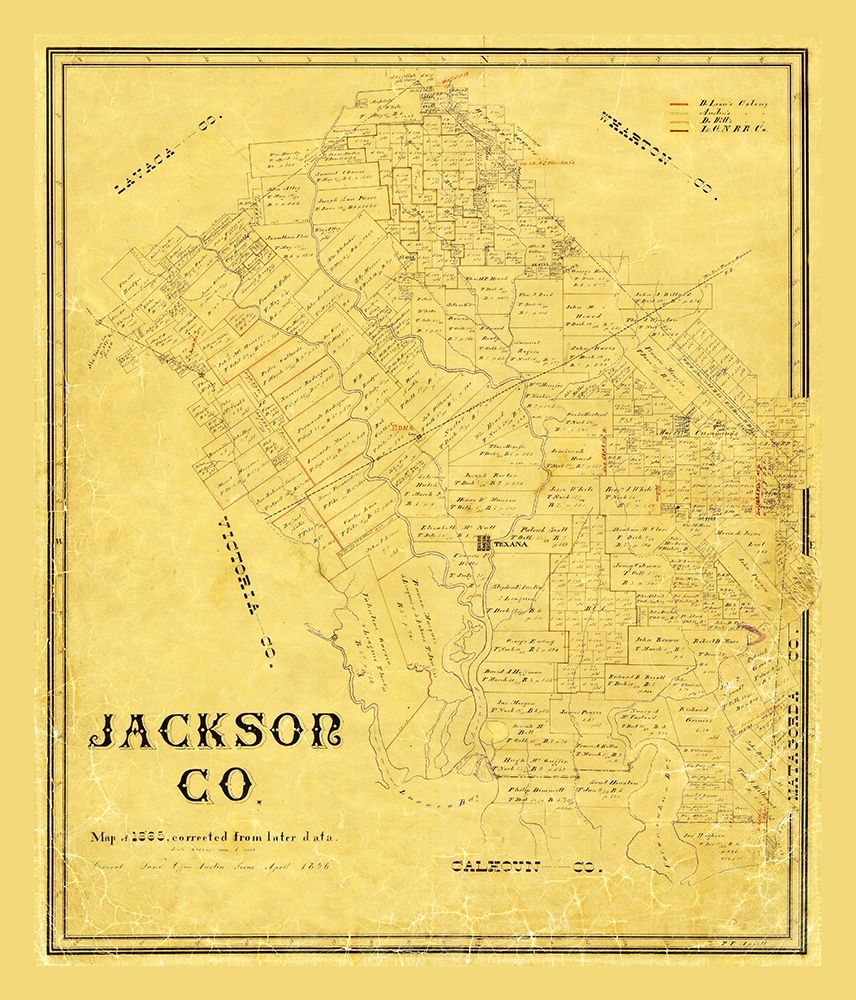 Jackson County Texas - 1867 art print by Unknown for $57.95 CAD