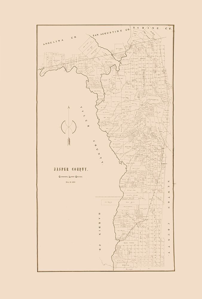 Jasper County Texas - 1898 art print by Unknown for $57.95 CAD