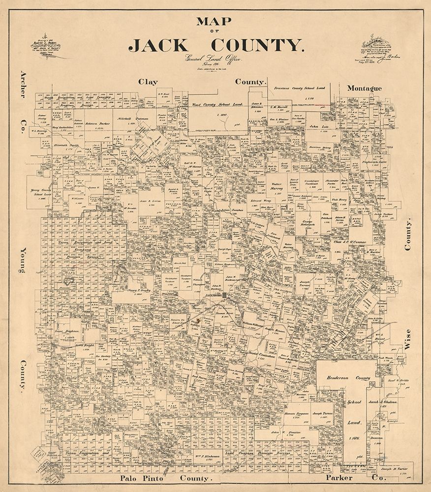 Jack County Texas - Baker 1896 art print by Baker for $57.95 CAD