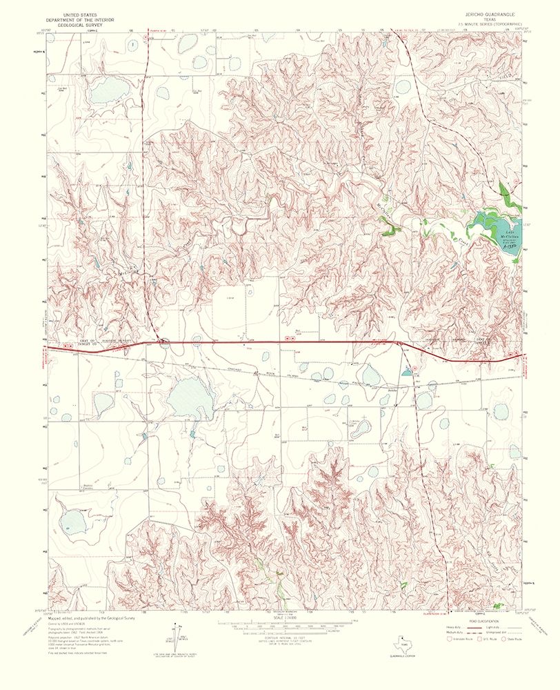 Jericho Texas Quad - USGS 1967 art print by USGS for $57.95 CAD