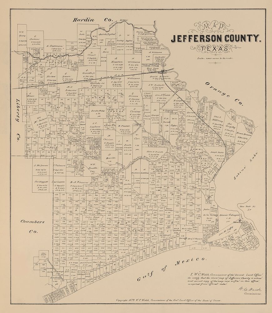 Jefferson County Texas - Walsh 1879 art print by Walsh for $57.95 CAD