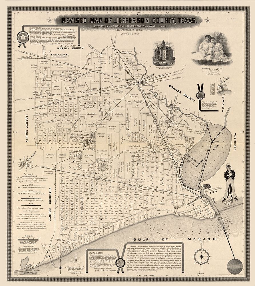 Jefferson County Texas - Higgins 1898 art print by Higgins for $57.95 CAD