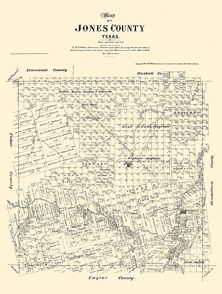 Jones County Texas - Walsh 1879 art print by Walsh for $57.95 CAD