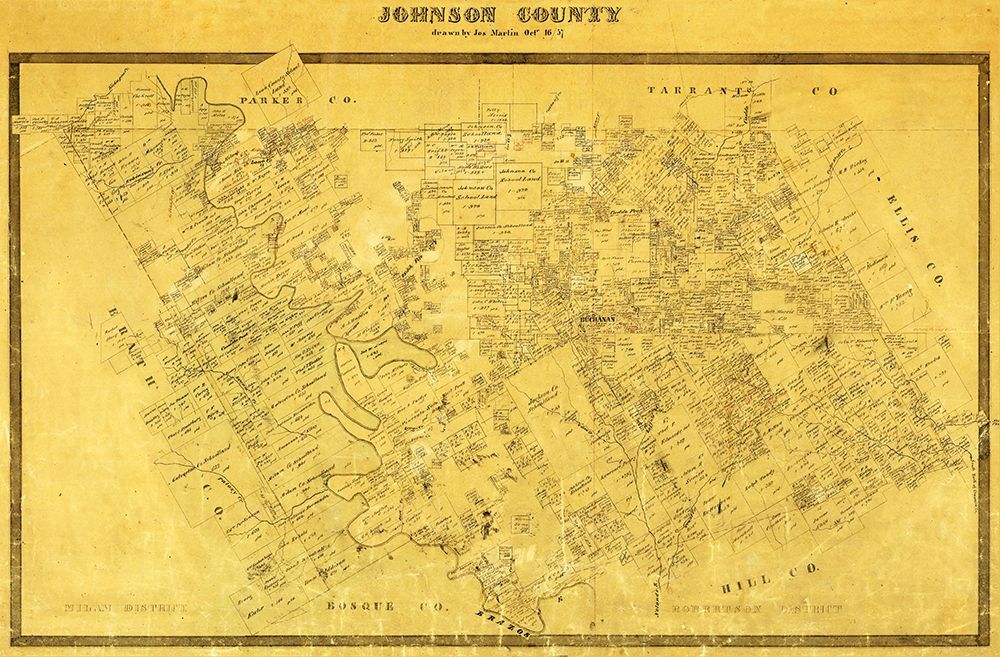 Johnson County Texas - Martin 1857 art print by Martin for $57.95 CAD