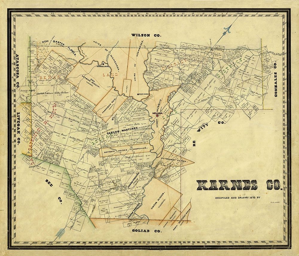 Karnes County Texas - Arlitt 1870 art print by Arlitt for $57.95 CAD