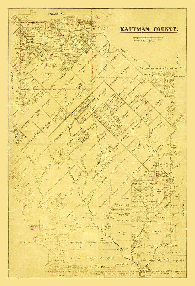 Kaufman County Texas -1871 art print by Unknown for $57.95 CAD
