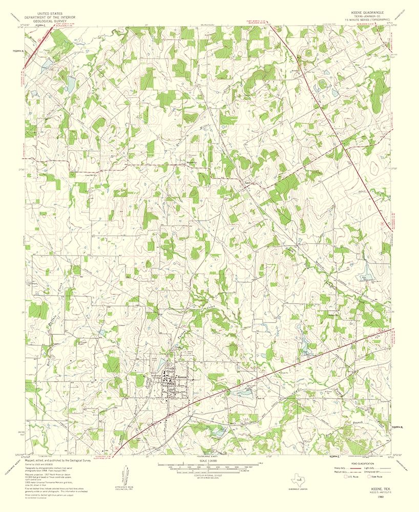 Keene Texas Quad - USGS 1963 art print by USGS for $57.95 CAD
