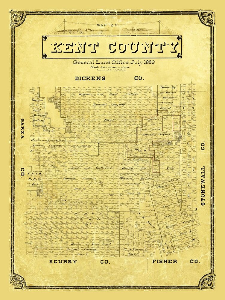 Kent County Texas - Porter 1889 art print by Porter for $57.95 CAD