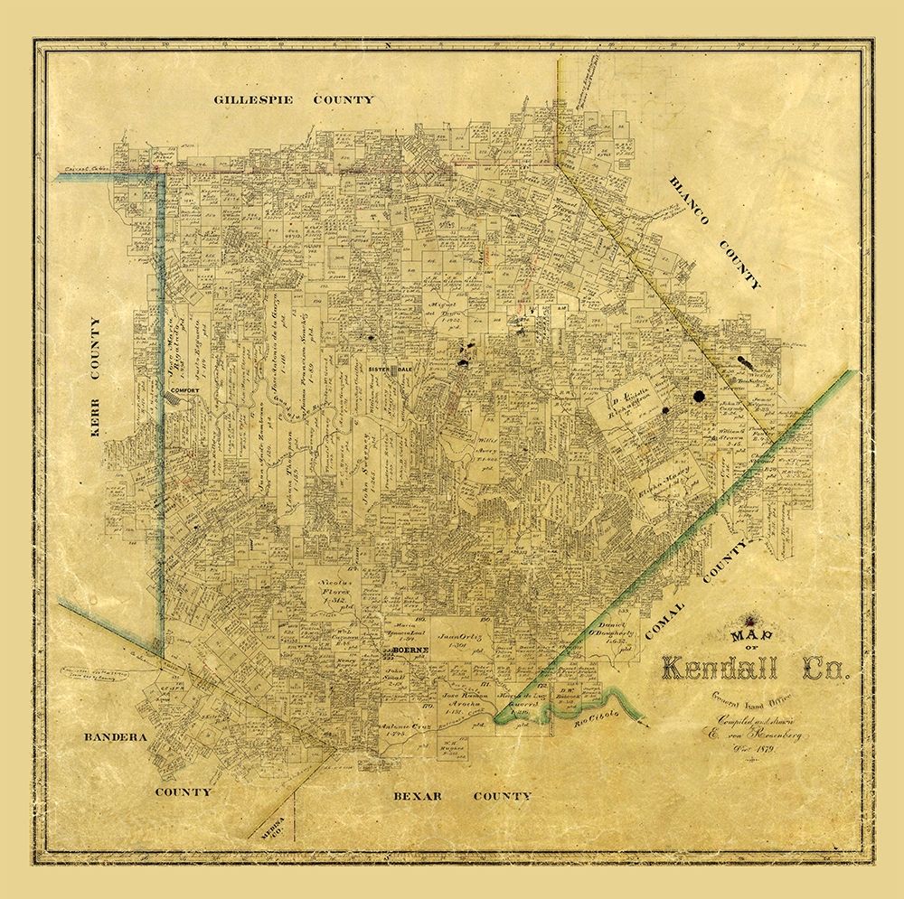 Kendall County Texas - Rosenberg 1879 art print by Rosenberg for $57.95 CAD