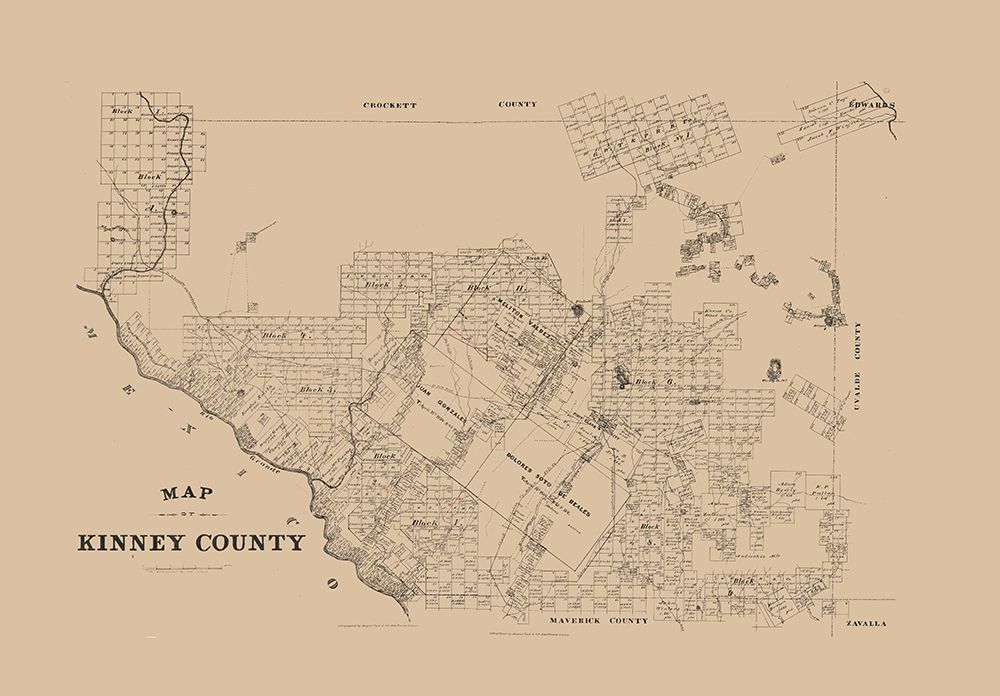 Kinney County Texas -1879 art print by Unknown for $57.95 CAD