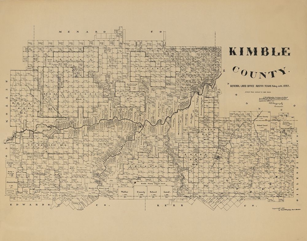 Kimble County Texas - McGaughey 1892 art print by McGaughey for $57.95 CAD