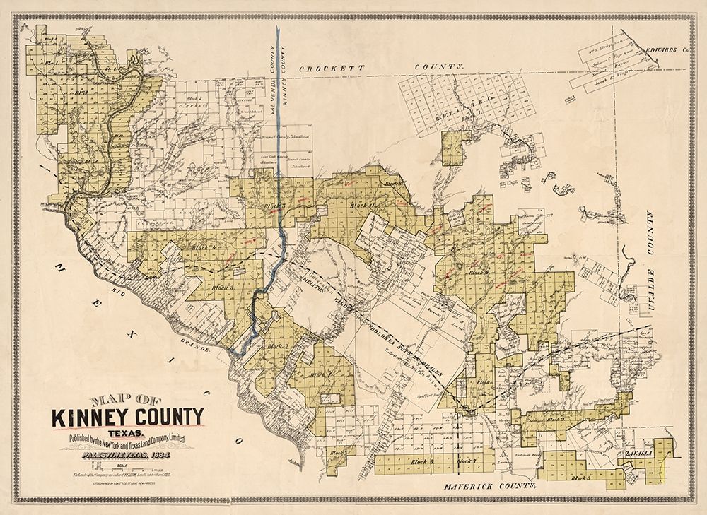 Kinney County Texas - Gast 1884 art print by Gast for $57.95 CAD