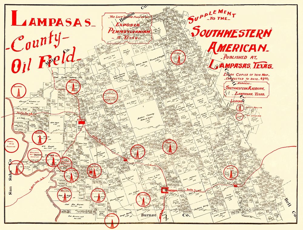 Lampasas County Oil Field Texas - 1920 art print by Unknown for $57.95 CAD