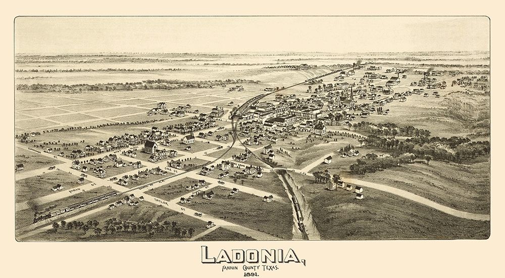 Ladonia Texas - Fowler 1891 art print by Fowler for $57.95 CAD