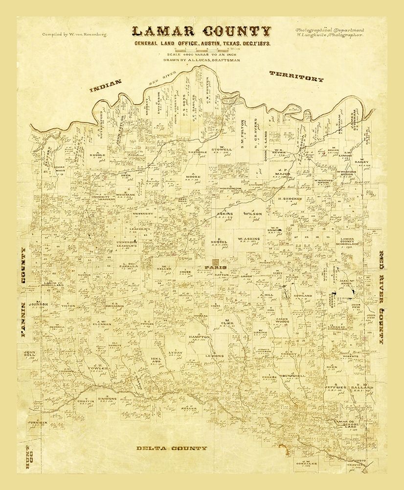 Lamar County Texas - Lucas 1873 art print by Lucas for $57.95 CAD
