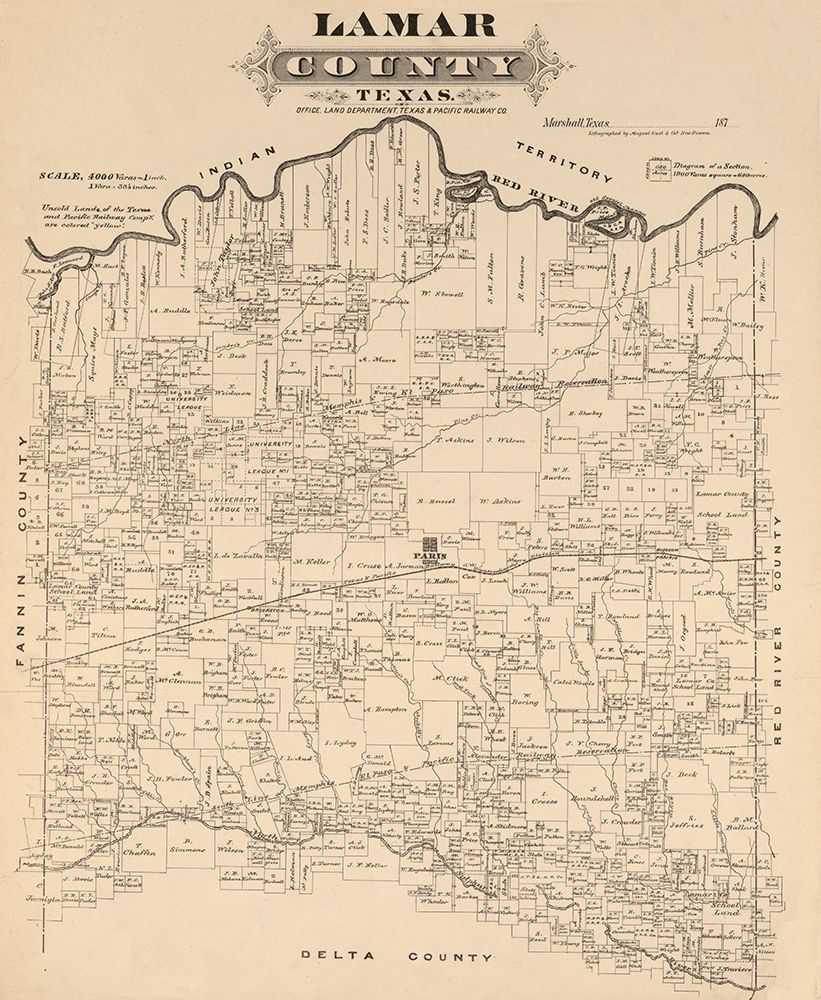 Lamar County Texas - Gast 1870 art print by Gast for $57.95 CAD