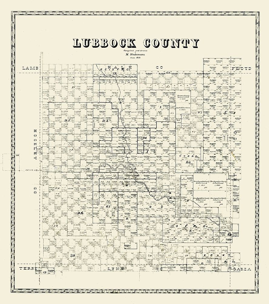 Lubbock County Texas - Stakemann 1879 art print by Stakemann for $57.95 CAD
