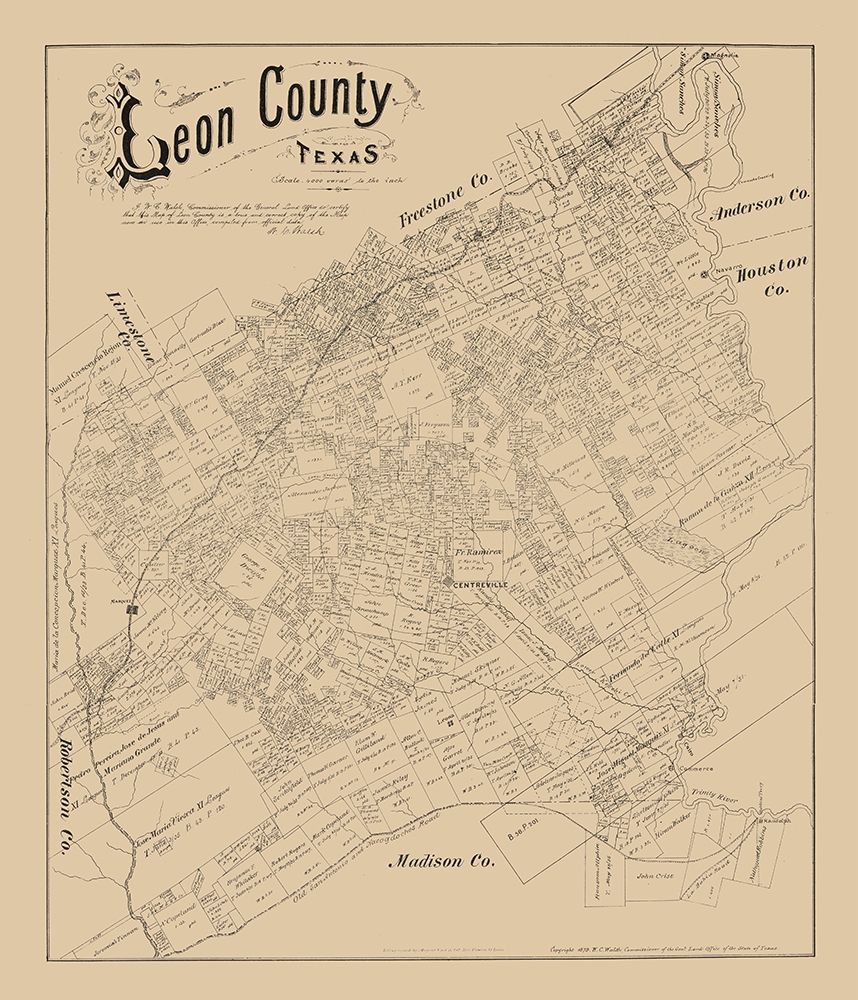 Leon County Texas - Walsh 1879 art print by Walsh for $57.95 CAD