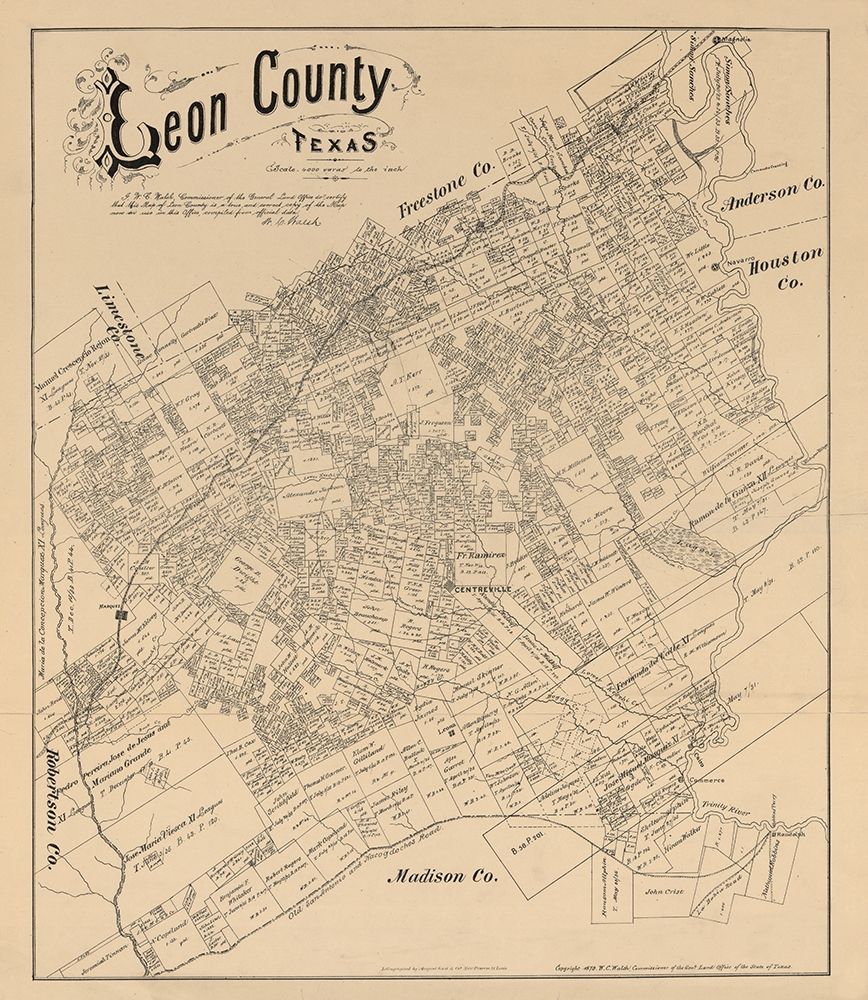 Leon County Texas - Walsh 1879 art print by Walsh for $57.95 CAD