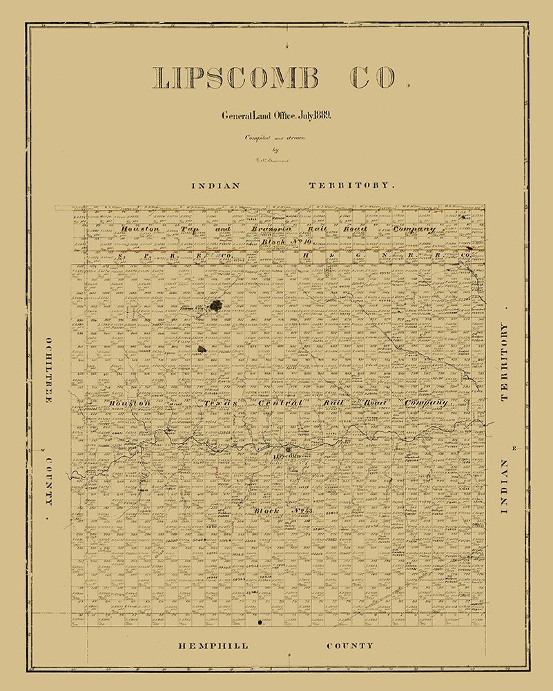 Lipscomb County Texas - Beaumont 1889 art print by Beaumont for $57.95 CAD
