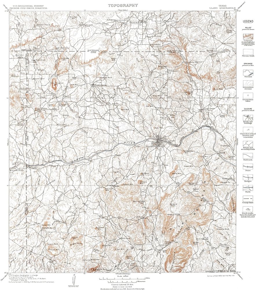 Llano Texas Quad - USGS 1901 art print by USGS for $57.95 CAD
