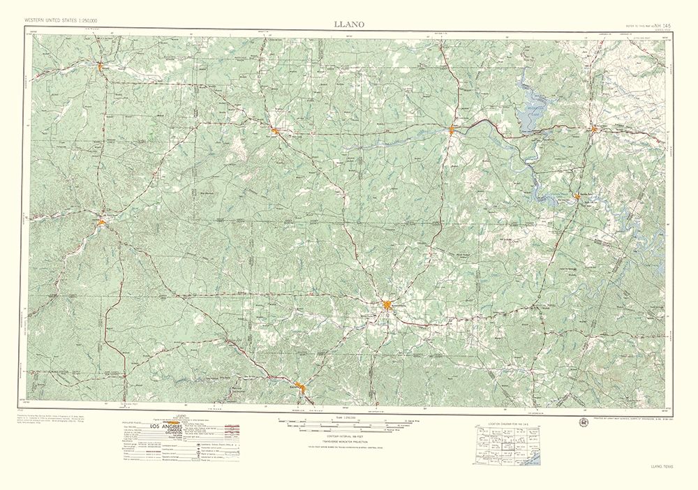 Llano Texas Quad - USGS 1954 art print by USGS for $57.95 CAD