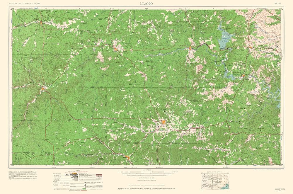 Llano Texas Quad - USGS 1964 art print by USGS for $57.95 CAD