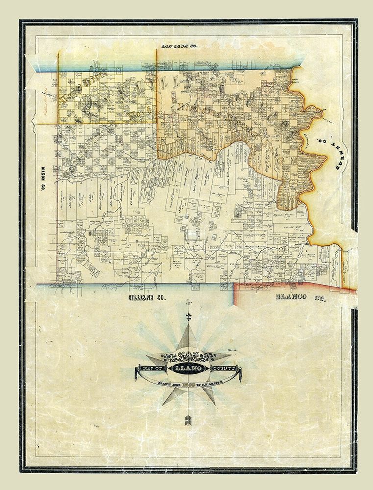 Llano County Texas - Arlitt 1859 art print by Arlitt for $57.95 CAD