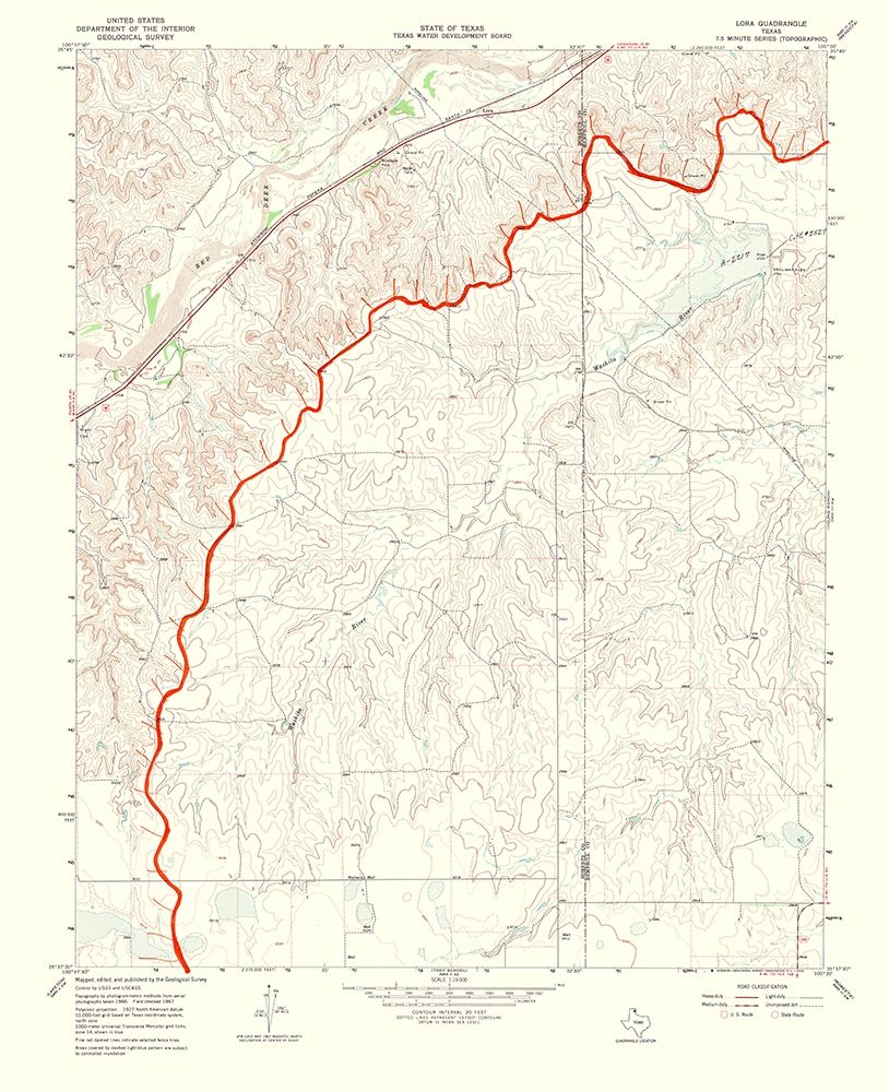 Lora Texas Quad - USGS 1970 art print by USGS for $57.95 CAD