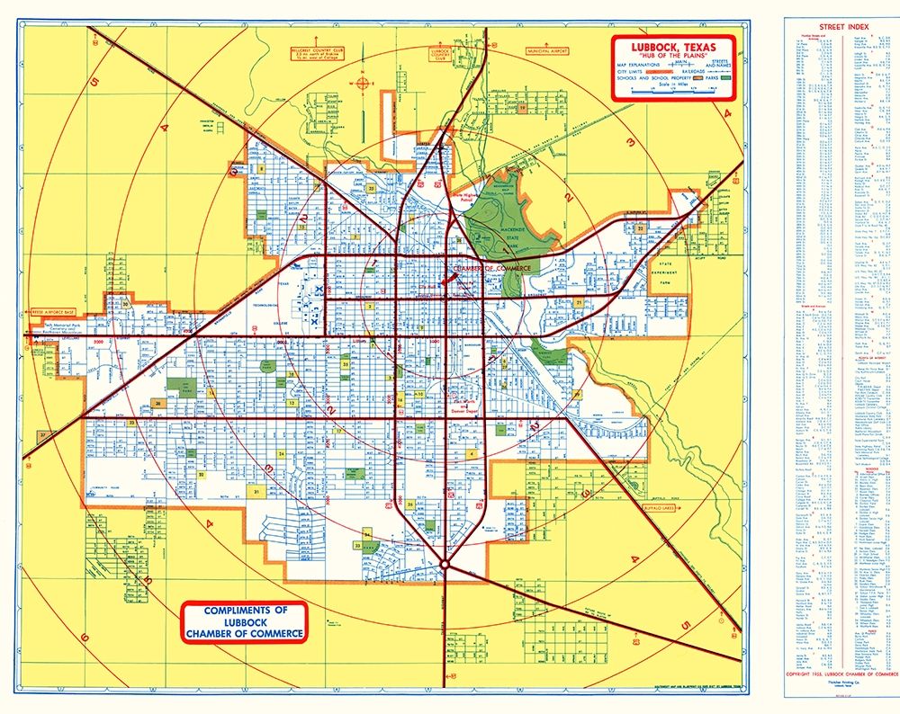 Lubbock Texas - Southwest 1955 art print by Southwest for $57.95 CAD