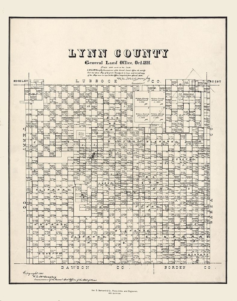 Lynn County Texas - McGaughey 1891 art print by McGaughey for $57.95 CAD