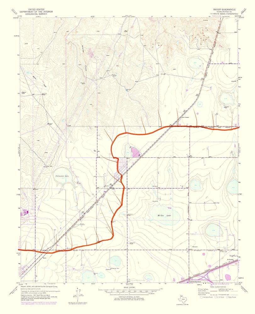 Mayer Texas Quad - USGS 1975 art print by USGS for $57.95 CAD