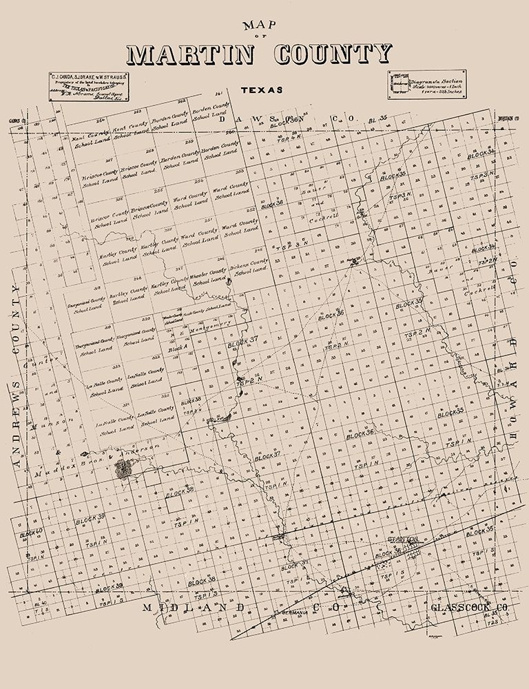 Martin County Texas - Ackerman 1894 art print by Ackerman for $57.95 CAD