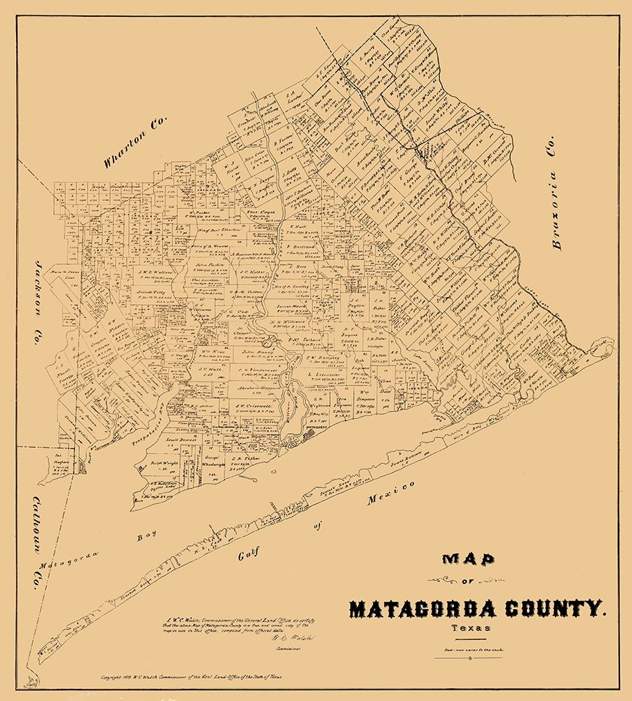 Matagorda County Texas - Walsh 1879 art print by Walsh for $57.95 CAD