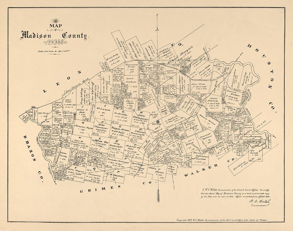 Madison County Texas - Walsh 1879 art print by Walsh for $57.95 CAD