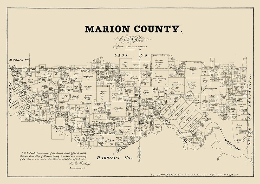 Marion County Texas - Walsh 1879 art print by Walsh for $57.95 CAD