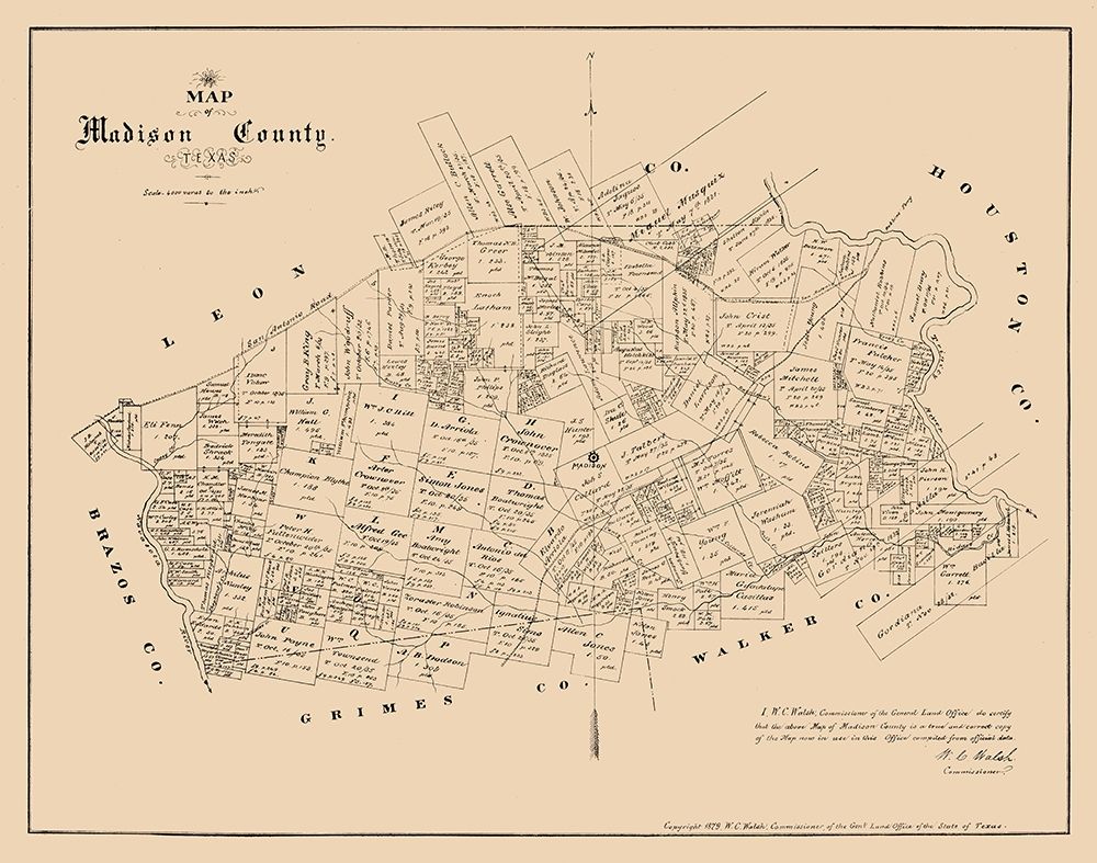 Madison County Texas - Walsh 1879 art print by Walsh for $57.95 CAD