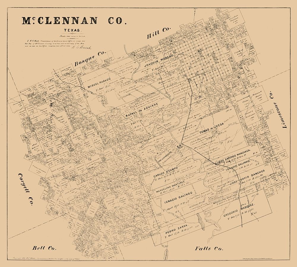 McLennan County Texas - Walsh 1880 art print by Walsh for $57.95 CAD