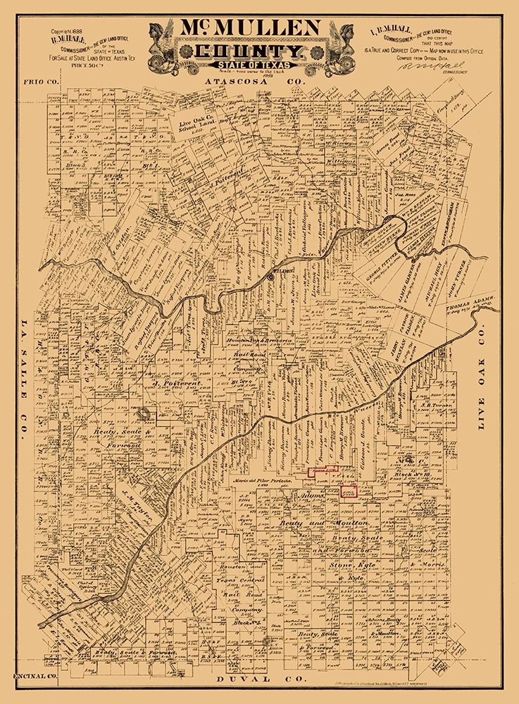 McMullen County Texas - Hall 1889 art print by Hall for $57.95 CAD