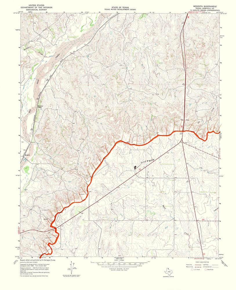Mendota Texas Quad - USGS 1969 art print by USGS for $57.95 CAD