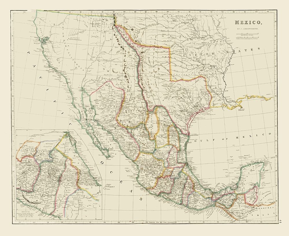 Early Texas - Mexico - Arrowsmith 1844 art print by Arrowsmith for $57.95 CAD