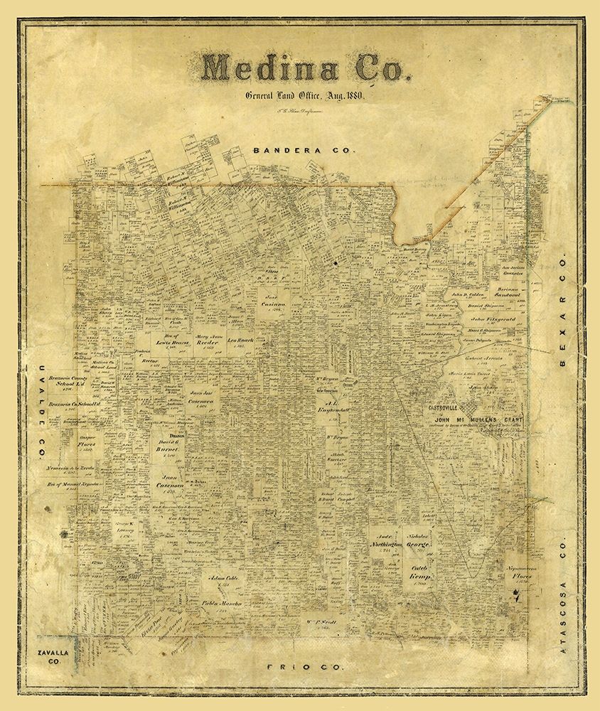 Medina County Texas - Blau 1880 art print by Blau for $57.95 CAD