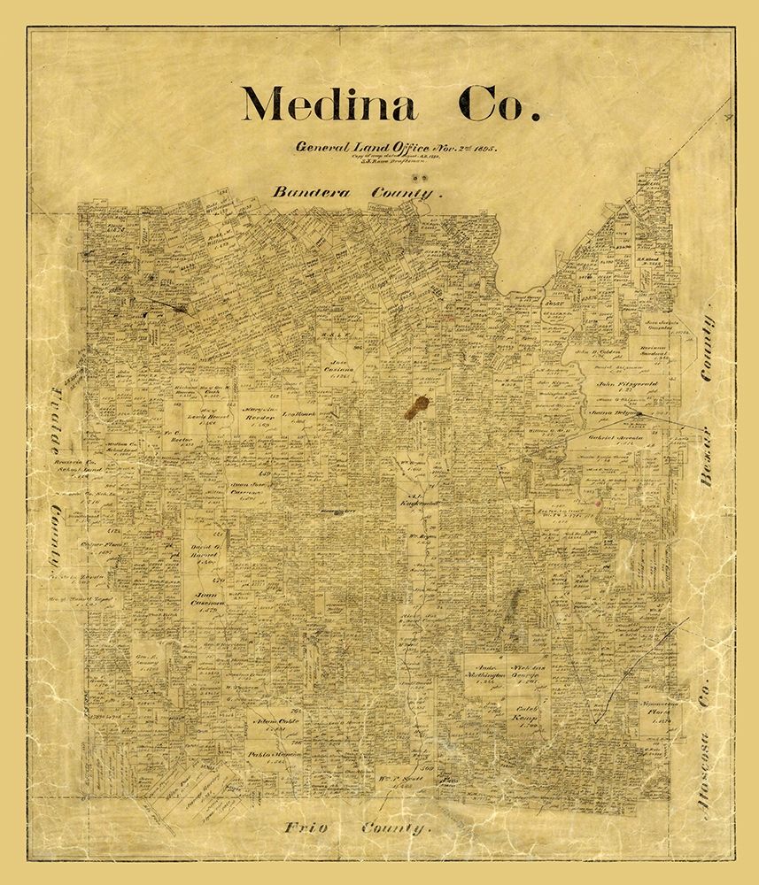 Medina County Texas - Rowe 1895 art print by Rowe for $57.95 CAD