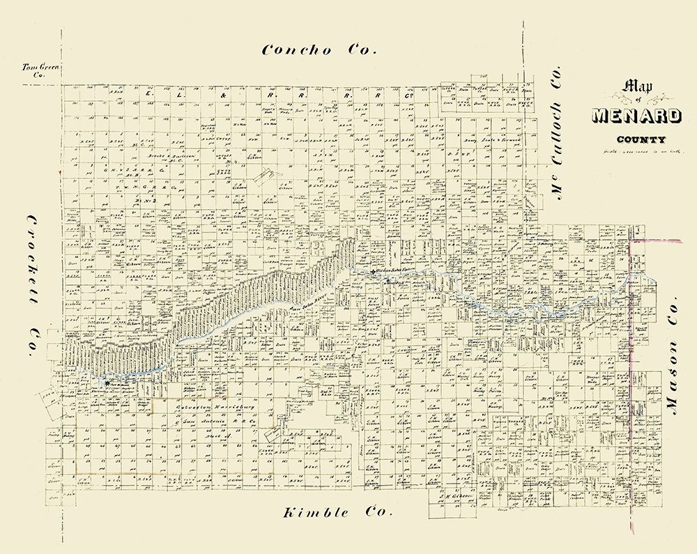 Menard County Texas -1871 art print by Unknown for $57.95 CAD