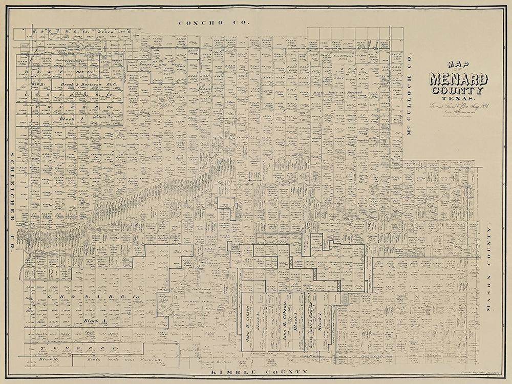 Menard County Texas - Clark 1894 art print by Clark for $57.95 CAD