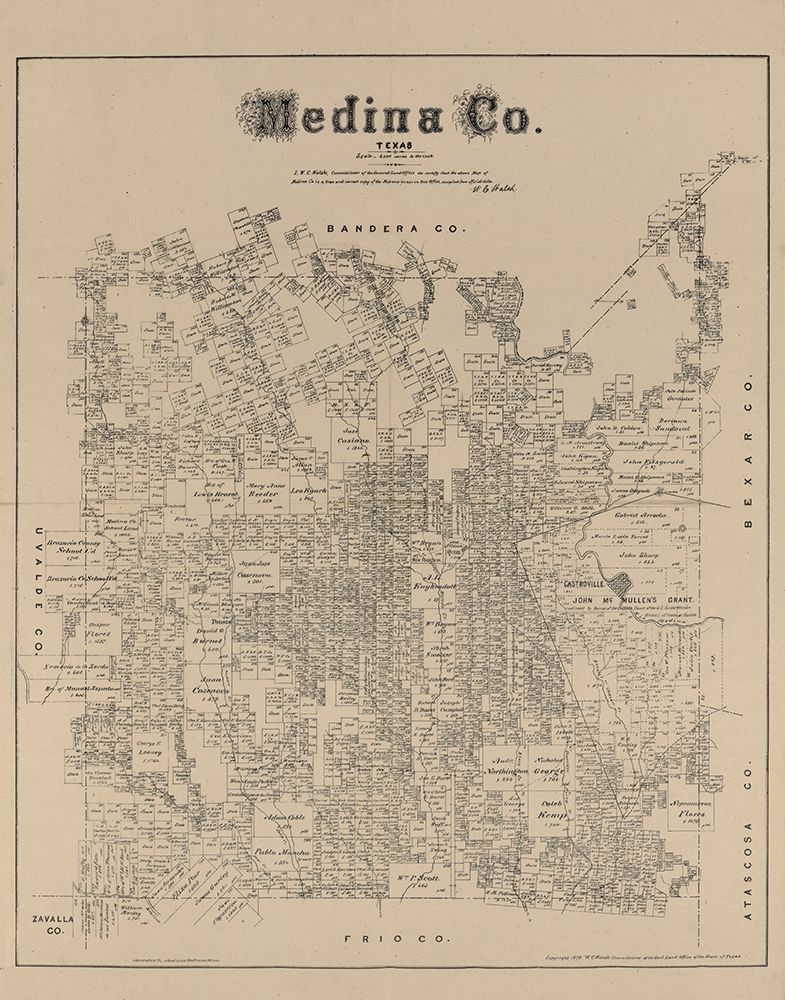 Medina County Texas - Walsh 1879 art print by Walsh for $57.95 CAD