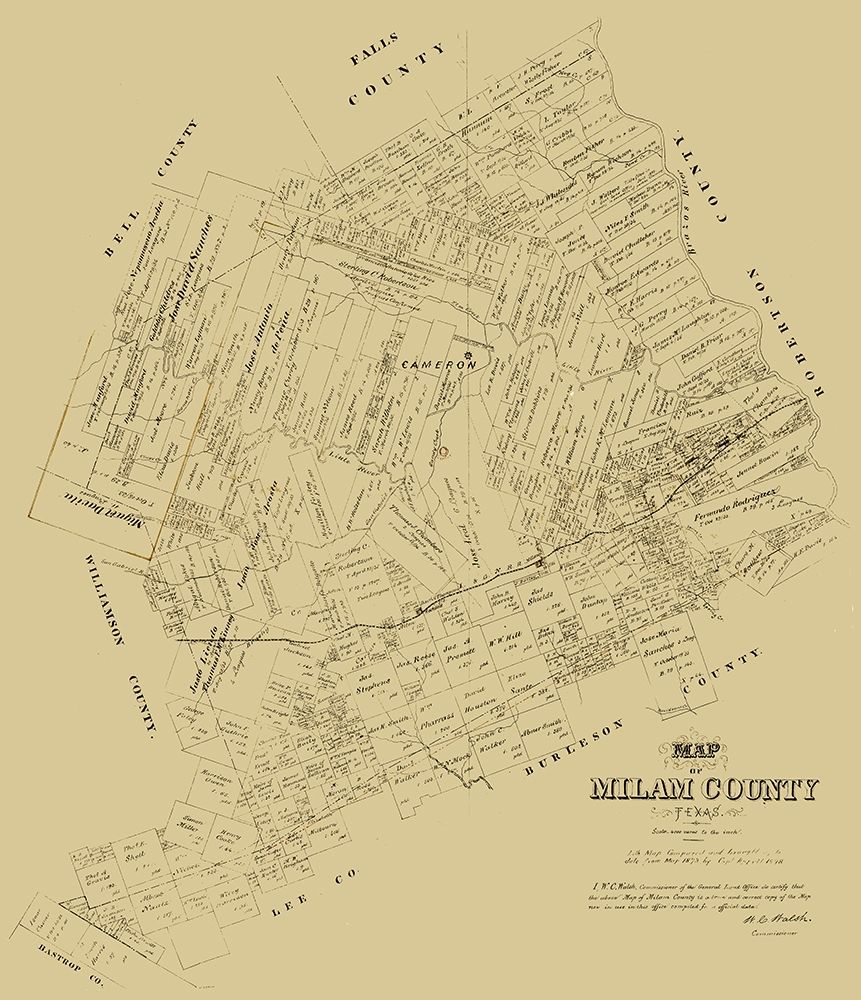 Milam County Texas - Walsh 1879 art print by Walsh for $57.95 CAD