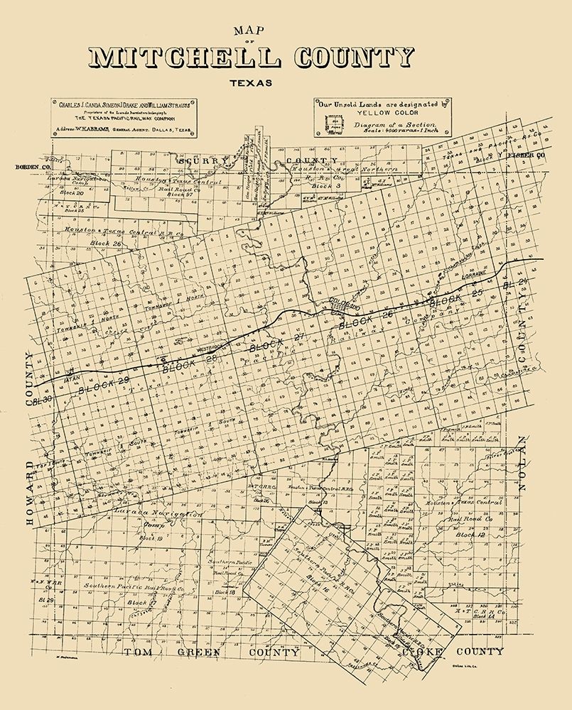 Mitchell County Texas - Abrams 1890 art print by Abrams for $57.95 CAD