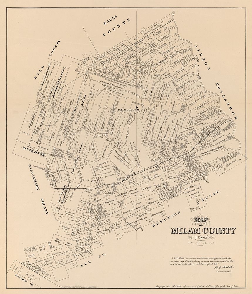 Milam County Texas - Walsh 1879 art print by Walsh for $57.95 CAD